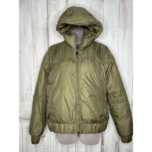 WOMENS NIKE SPORTSWEAR ARMY OLIVE GREEN REMOVABLE HOOD DUCK DOWN